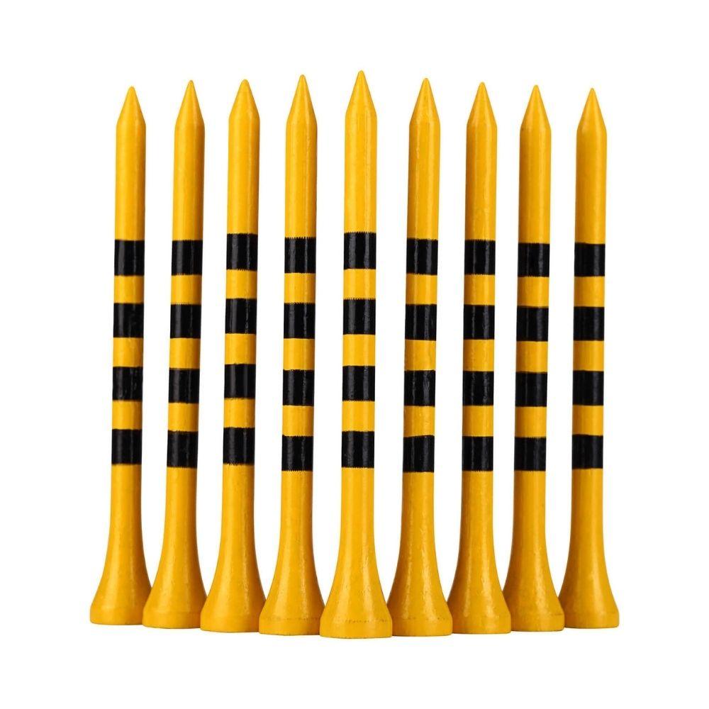 some striped bamboo golf tees-yellow/black
