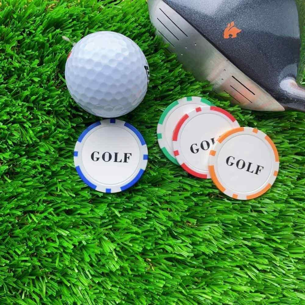 four "Poker Chip"-Golf Ball Markers