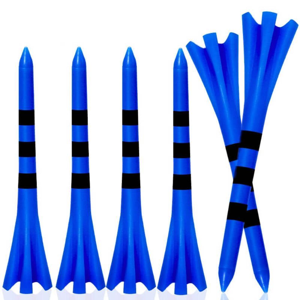 some blue/black striped plastic golf tees