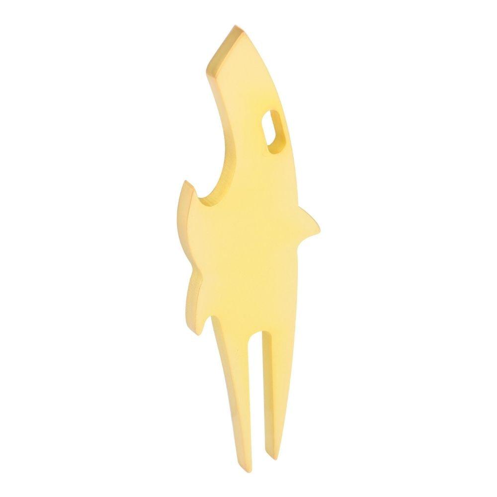 a golden “Small Shark”-Divot Tool